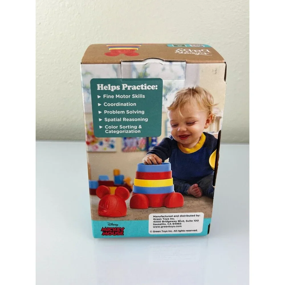 Disney Baby Mickey Mouse Plastic Stacker Toy 6mo+ New, Open Box Green Toys Gift
